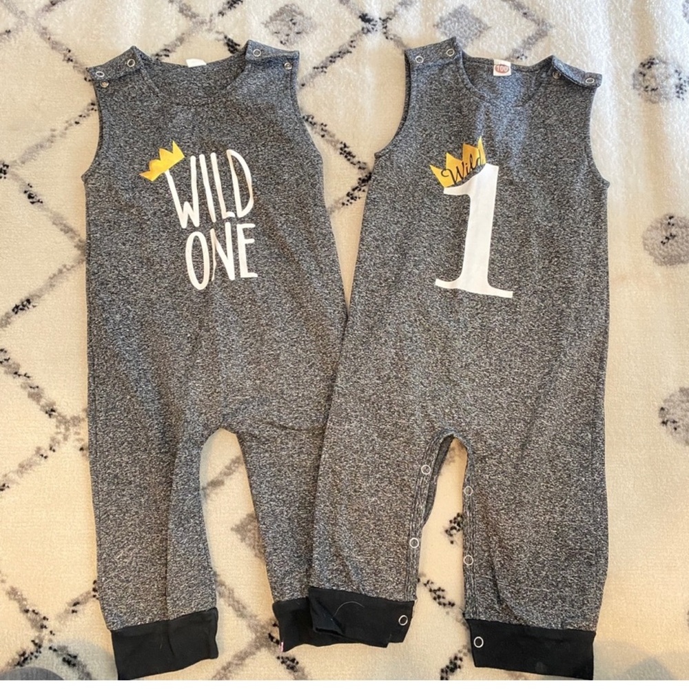 Twin matching rompers 9-12 months birthday outfits first birthday one year old
